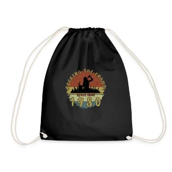 45th Birthday Rocking the crowd SNG 06/1980 - Drawstring Bag - black - Front