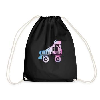 Derby Girls Do It On All Fours Roller Derby Skatin - Drawstring Bag - black - Front