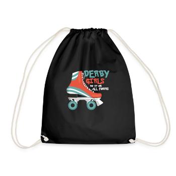 Derby Girls Do It On All Fours Skating Roller Derb - Drawstring Bag - black - Front