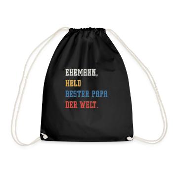 HUSBAND, HERO, BEST FATHER IN THE WORLD. - Drawstring Bag - black - Front