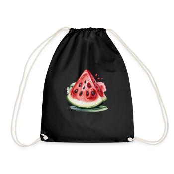 Saftige Wassermelone – Sommer pur - Turnbeutel - Schwarz - Vorne