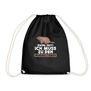 No time! I have to go to the groundhog rodent - Drawstring Bag - black - Front