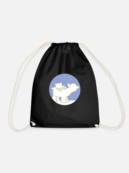Baby Polar Bear with Dad - Turnbeutel - Schwarz