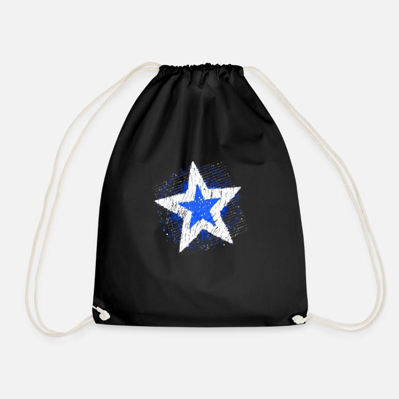 Big Star (Stern, weiß/blau) - Turnbeutel - Schwarz