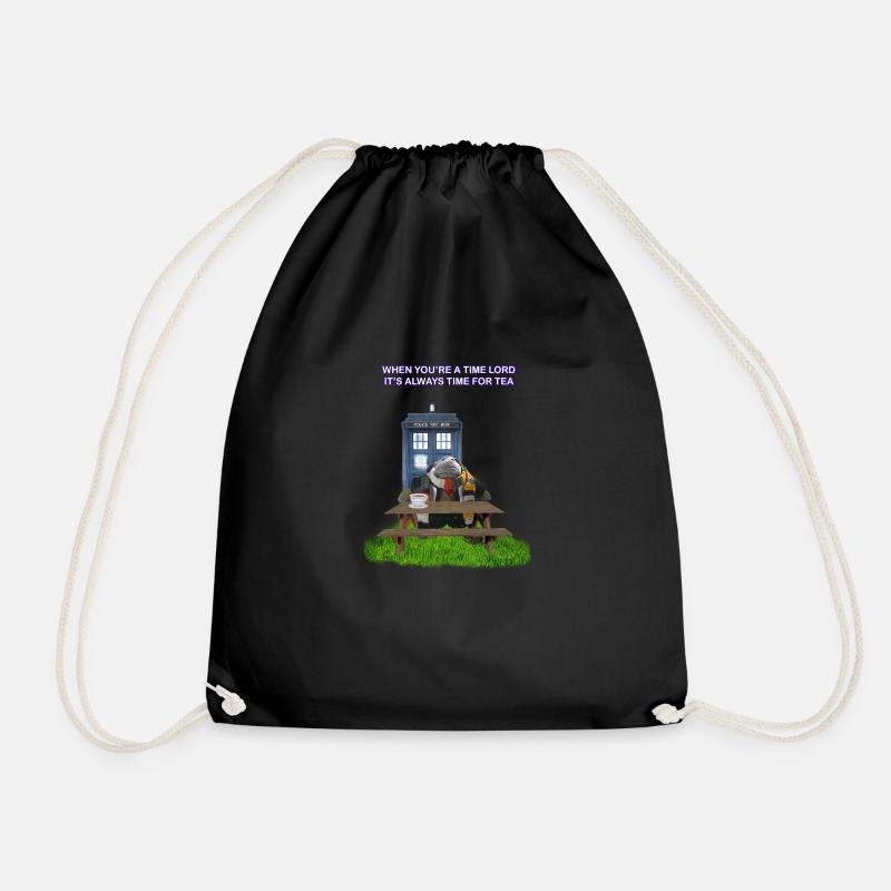 TIME AND SPACE AND TEA - Drawstring Bag - black