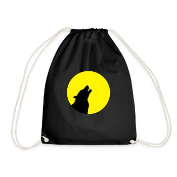 Wolf heult Mond böse wolve howling moon dangerous - Turnbeutel - Schwarz - Vorne