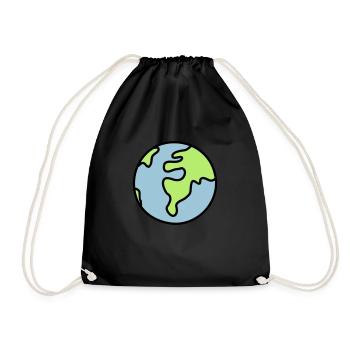 Globus - Welt - Turnbeutel - Schwarz - Vorne