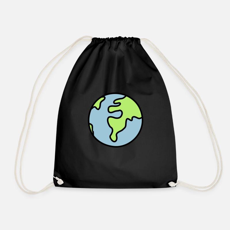 Globus - Welt - Turnbeutel - Schwarz