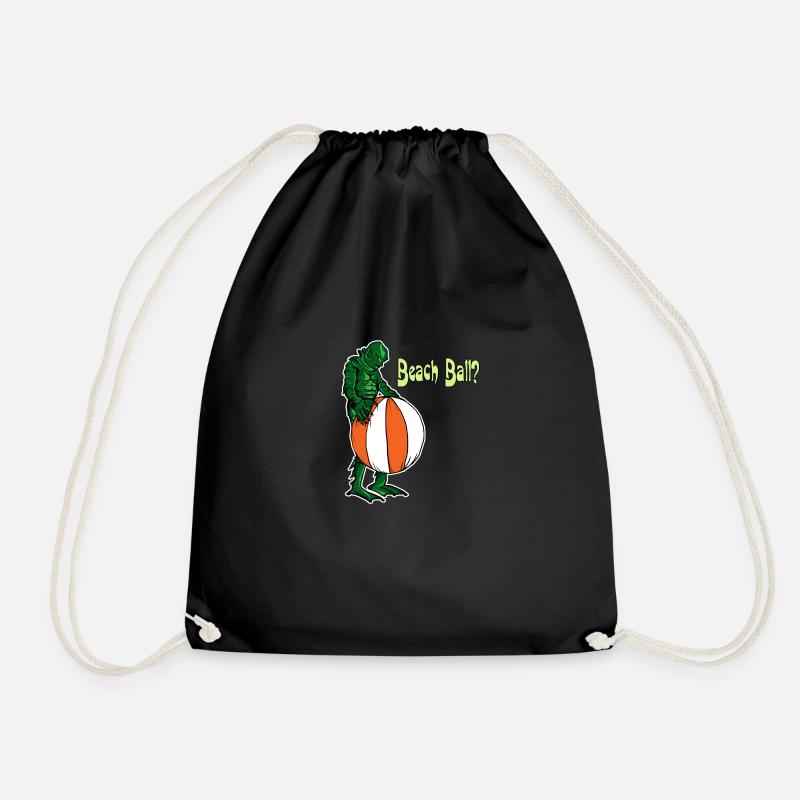 Cerature and beach ball - Drawstring Bag - black
