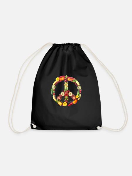Peacezeichen Rosen - Turnbeutel - Schwarz