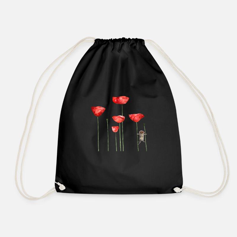 Maus Mohn Tier Sommer witzig frech - Turnbeutel - Schwarz