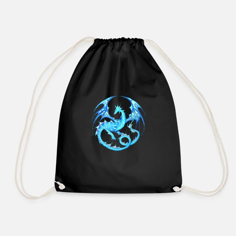 Drachenmandala_Eisdrache - Turnbeutel - Schwarz
