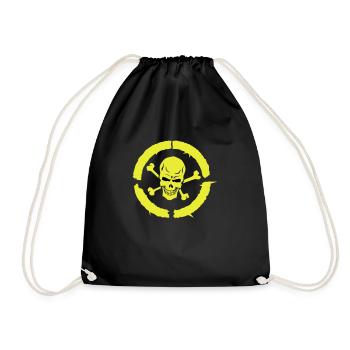 skull skull bone circle - Drawstring Bag - black - Front