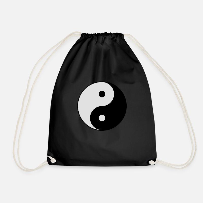 Ying Yang balance - Drawstring Bag - black