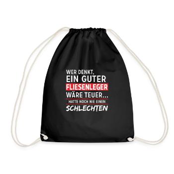 Fliesenleger - Turnbeutel - Schwarz - Vorne