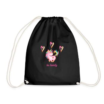 be lovely - unicorn unicorns mythical creature gift - Drawstring Bag - black - Front