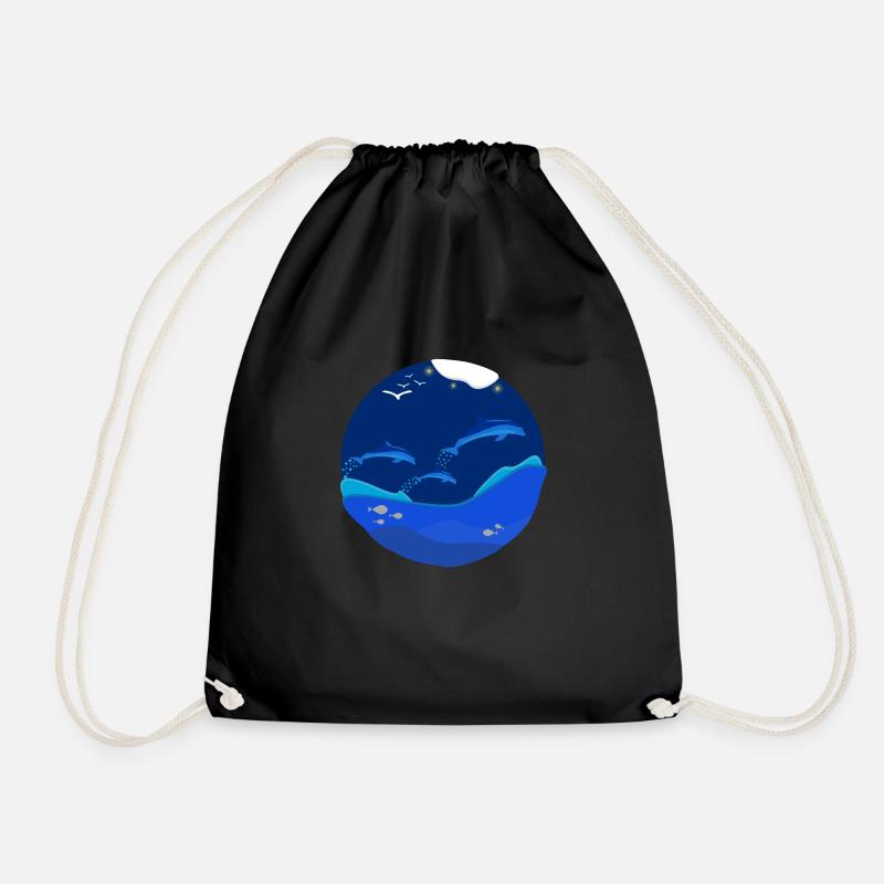 dolphins - Drawstring Bag - black