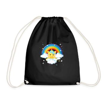 cute pony unicorn rainbow gift baby child - Drawstring Bag - black - Front