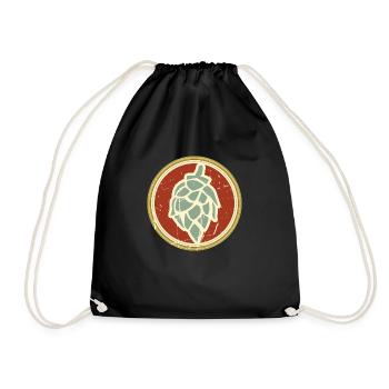 Hopfen Retro - Turnbeutel - Schwarz - Vorne