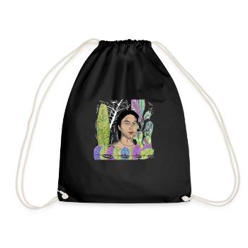 portrait of a women - Drawstring Bag - black - Front