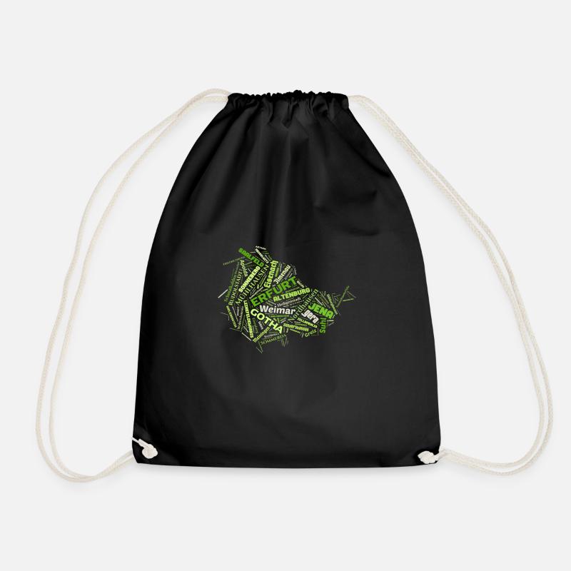 Thuringia Map Cities - Drawstring Bag - black