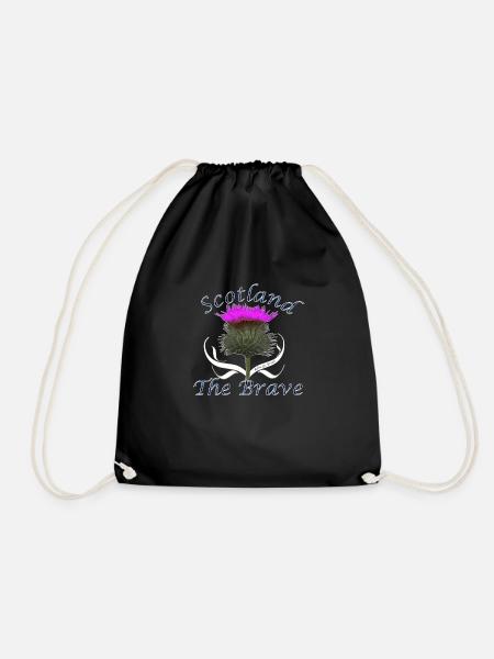 scotland the brave wild thistle - Drawstring Bag - black