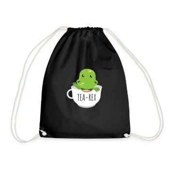 Dinosaur Tea Rex in the teacup - gift idea - Drawstring Bag - black - Front