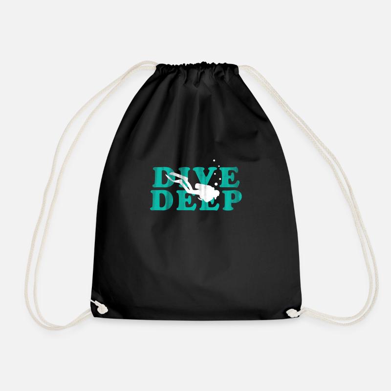 dive dive diver gift sea diving sport wave - Drawstring Bag - black
