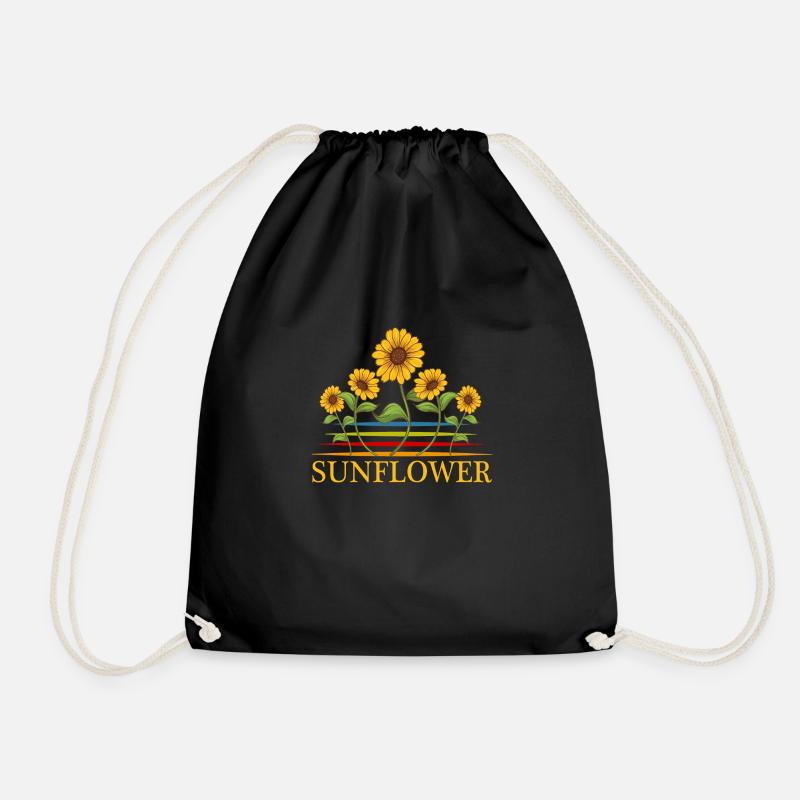 sunflower - Drawstring Bag - black