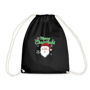 Weihnachten Nikolaus Santa Geschenk Weihnachtsmann - Turnbeutel - Schwarz - Vorne