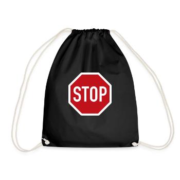 STOP - Drawstring Bag - black - Front