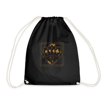 Ass Poker Casino Spielkarten Geschenk All In - Turnbeutel - Schwarz - Vorne