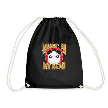Music Panda headphones - Drawstring Bag - black - Front