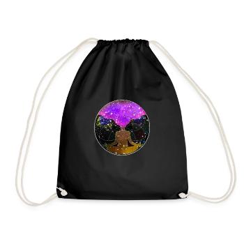 Yoga Yogin Spirituality Namaste Lotus Flower Buddha - Drawstring Bag - black - Front