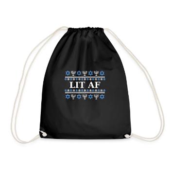 Lit AF Menora - Tolle Geschenkidee Juden, Chanukka - Turnbeutel - Schwarz - Vorne