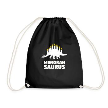 Menorasaurus - Tolle Geschenkidee Juden, Chanuka - Turnbeutel - Schwarz - Vorne