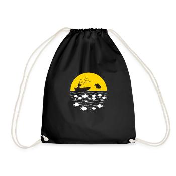 Angeln Fischfang Angelspot Köder Geschenk Forelle - Turnbeutel - Schwarz - Vorne
