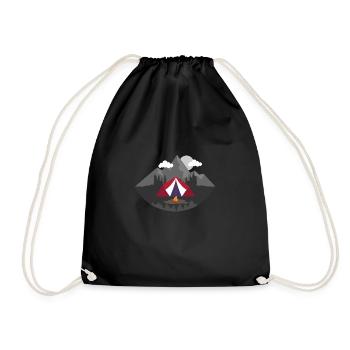 Bushcraft Clouds Mountain Wood Fire Sun Gift - Drawstring Bag - black - Front