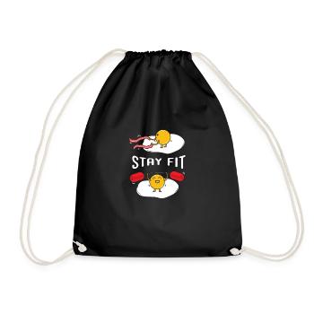 Fried egg in the gym - Drawstring Bag - black - Front