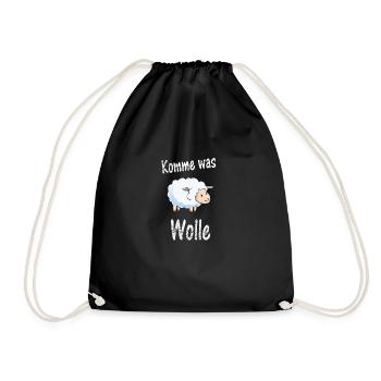 Komme was Wolle - Turnbeutel - Schwarz - Vorne