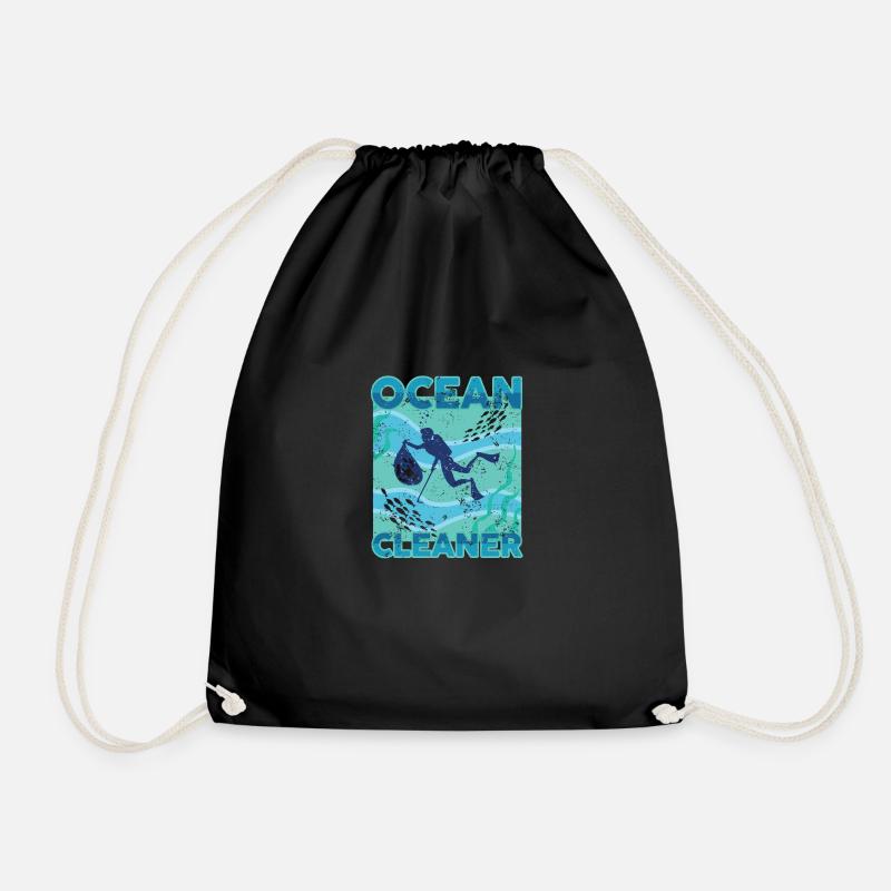 Ocean Cleaner environmental protection divers - Drawstring Bag - black