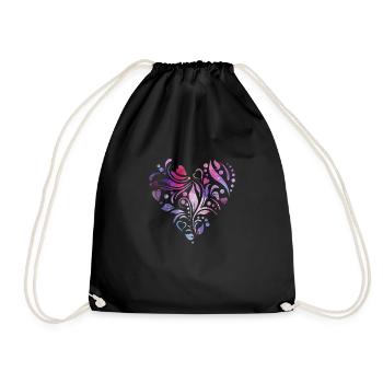 Heart in tribal style - Drawstring Bag - black - Front