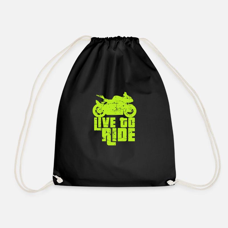Motorcycle Biker Motorsport Gift - Drawstring Bag - black