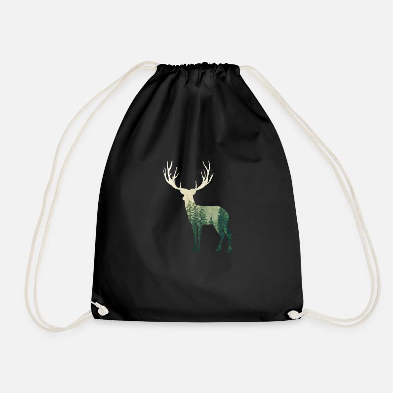 Deer forest - Drawstring Bag - black