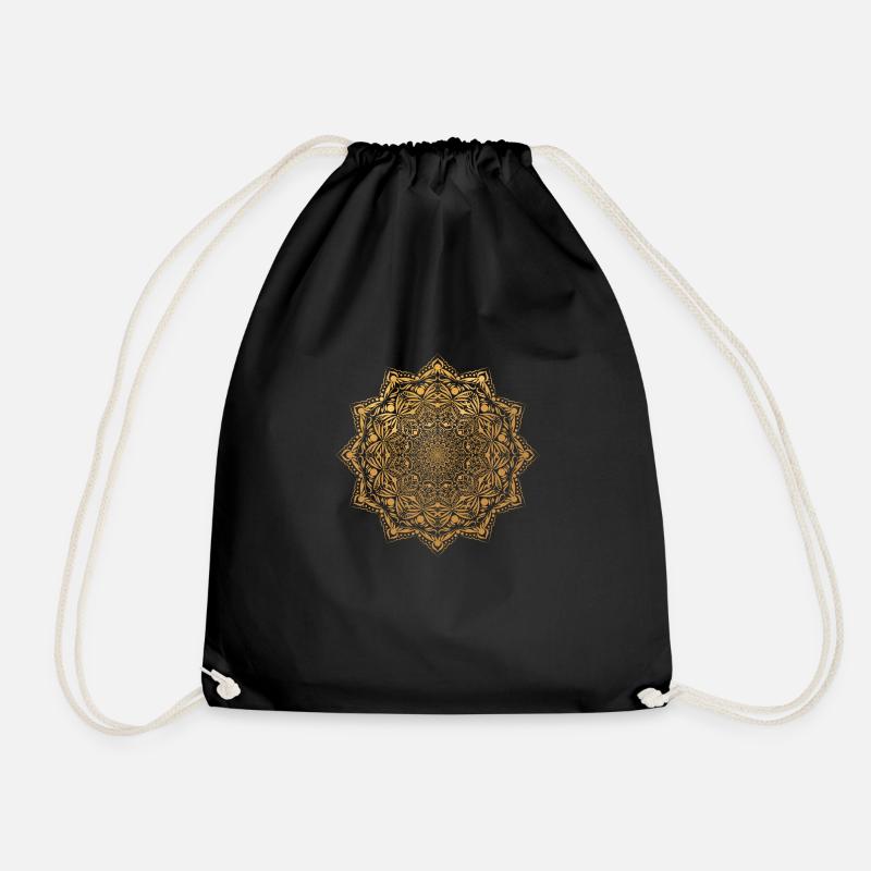 Mandala in gold - Drawstring Bag - black