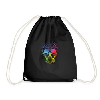 Skull in rainbow style - Drawstring Bag - black - Front