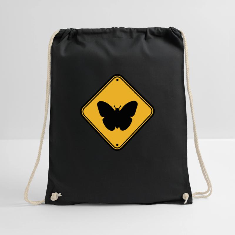 butterfly caution caution note shield zone Drawstring Bag