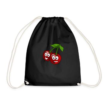 Funny summer fruits cherry - Drawstring Bag - black - Front