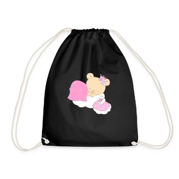 Bear princess sleeping on cloud - Drawstring Bag - black - Front