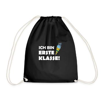 Ich bin erste Klasse! Schulanfänger-Shirt - Turnbeutel - Schwarz - Vorne